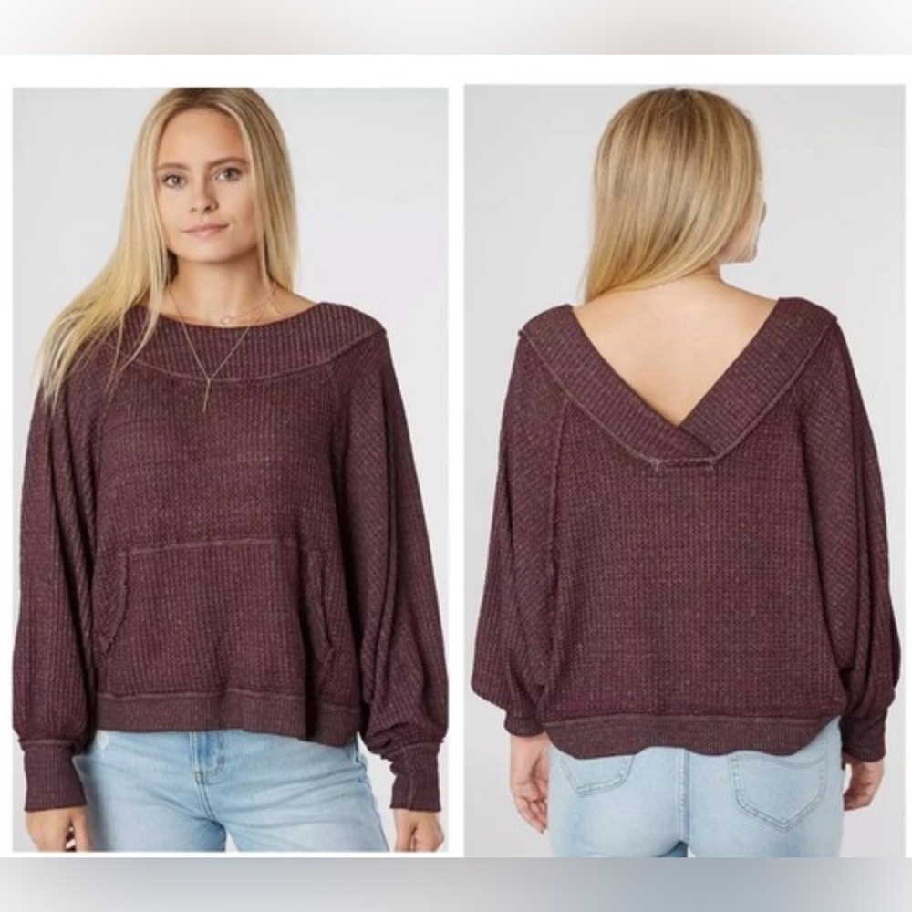 We The Free Westend Thermal Knit Top - Plum